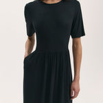 Women's Midi Dress - Black Jersey T-Shirt - Kathryn - product view 3