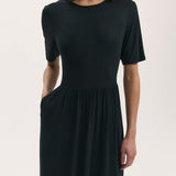 Women's Midi Dress - Black Jersey T-Shirt - Kathryn - product view 3
