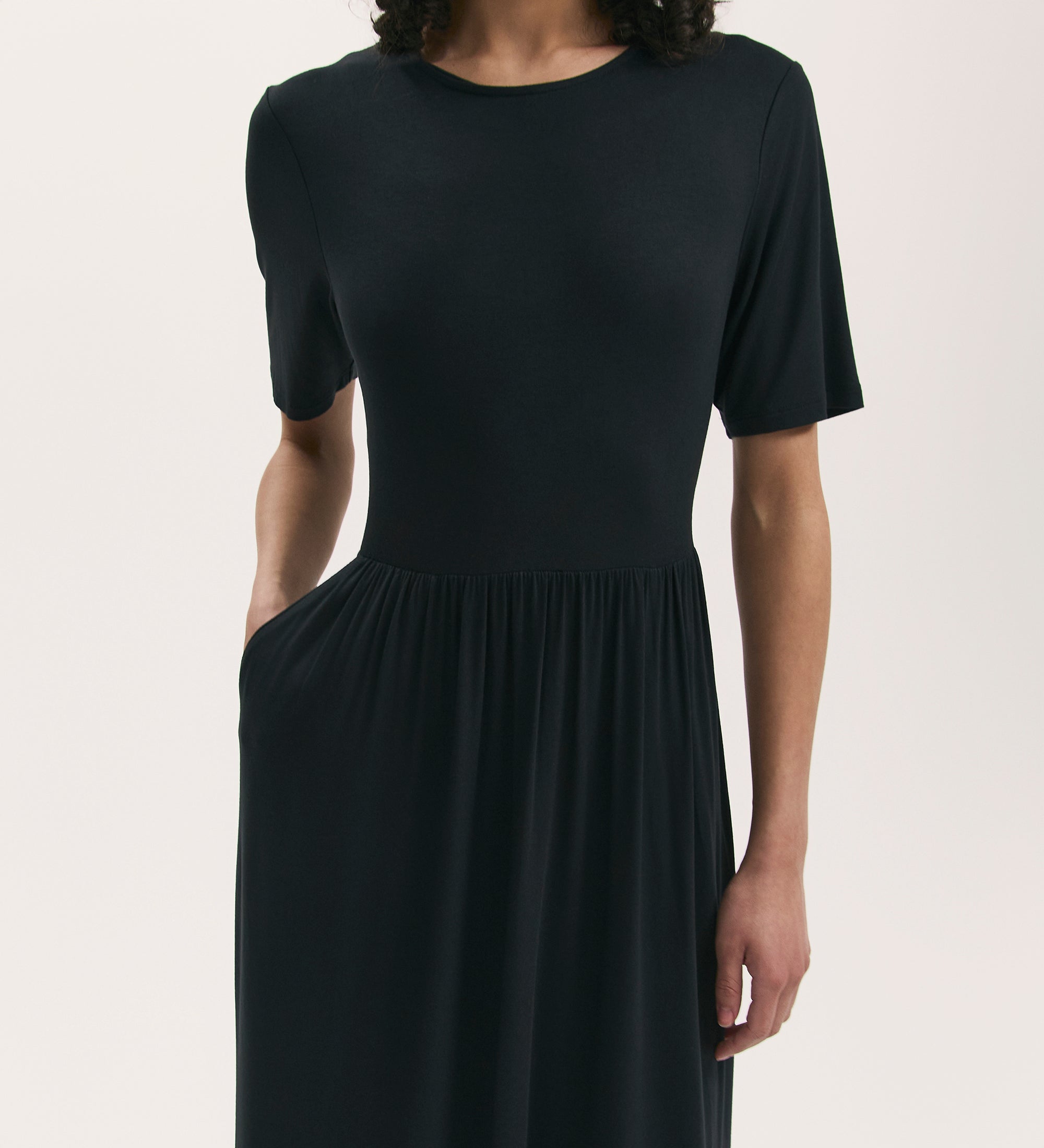Women's Midi Dress - Black Jersey T-Shirt - Kathryn - product view 3