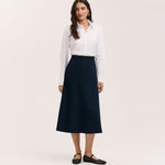 Women's Skirt - Navy Ponte Jersey Midi - Mae - product view 1