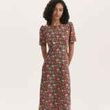Women's Midi Dress - Red Ditsy Crepe Tea - Marie - product view 3