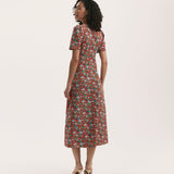 Women's Midi Dress - Red Ditsy Crepe Tea - Marie - product view 4