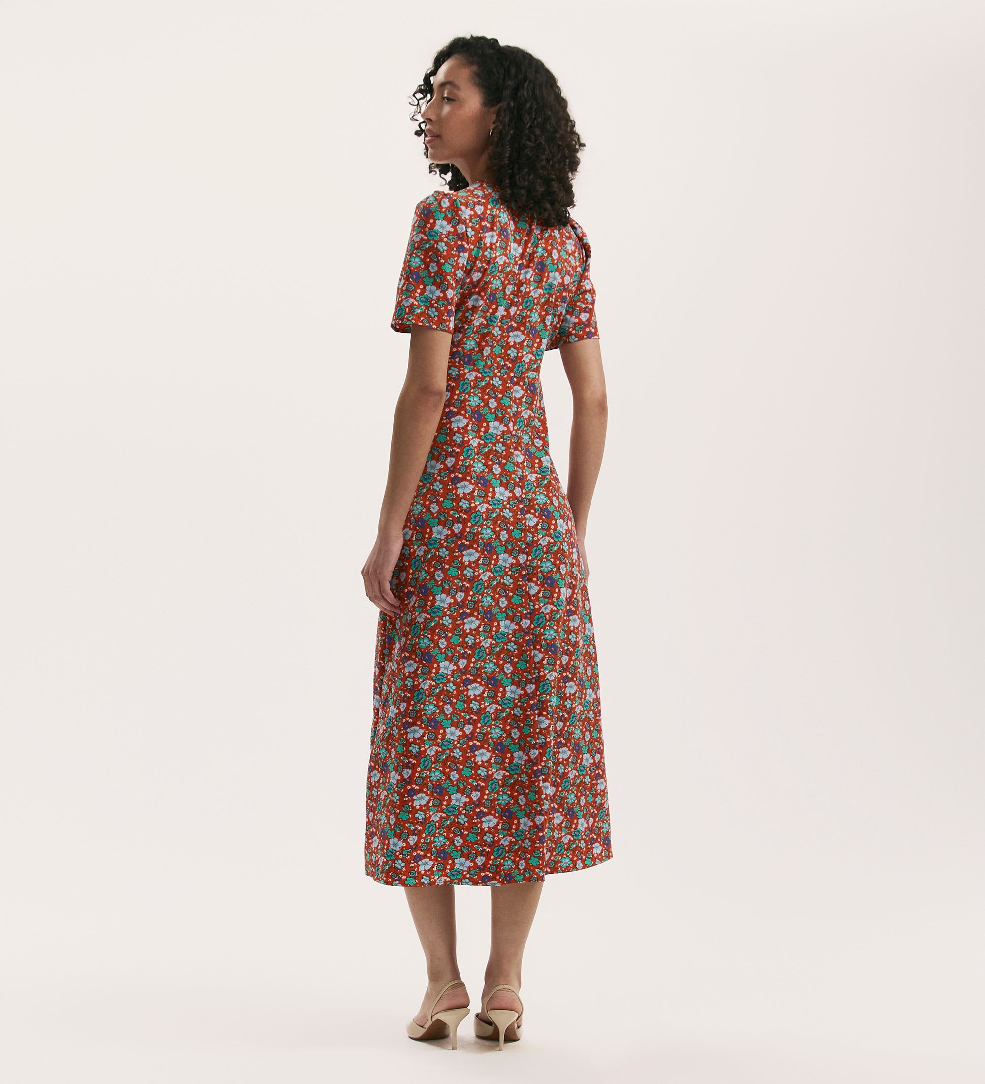 Women's Midi Dress - Red Ditsy Crepe Tea - Marie - product view 4