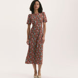 Women's Midi Dress - Red Ditsy Crepe Tea - Marie - product view 1