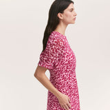 Women's Midi Dress - Pink Leopard Chiffon Tea - Mela - product view 3