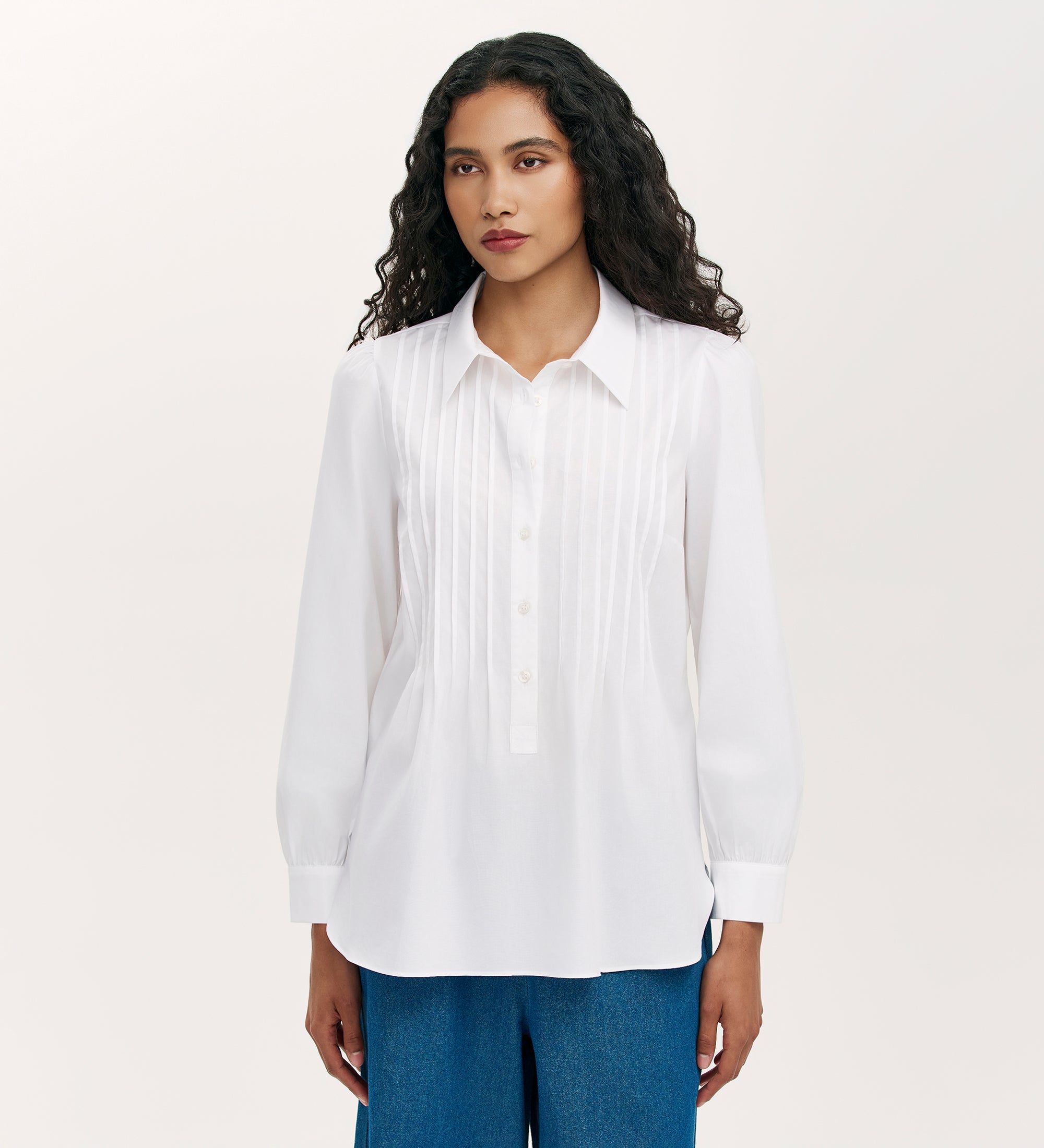 Women's Shirt - White Cotton Rich - Mimi - product view 1
