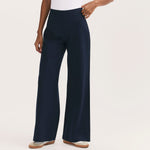 Women's Trousers - Navy Ponte Jersey Wide Leg - Reyna - product view 3