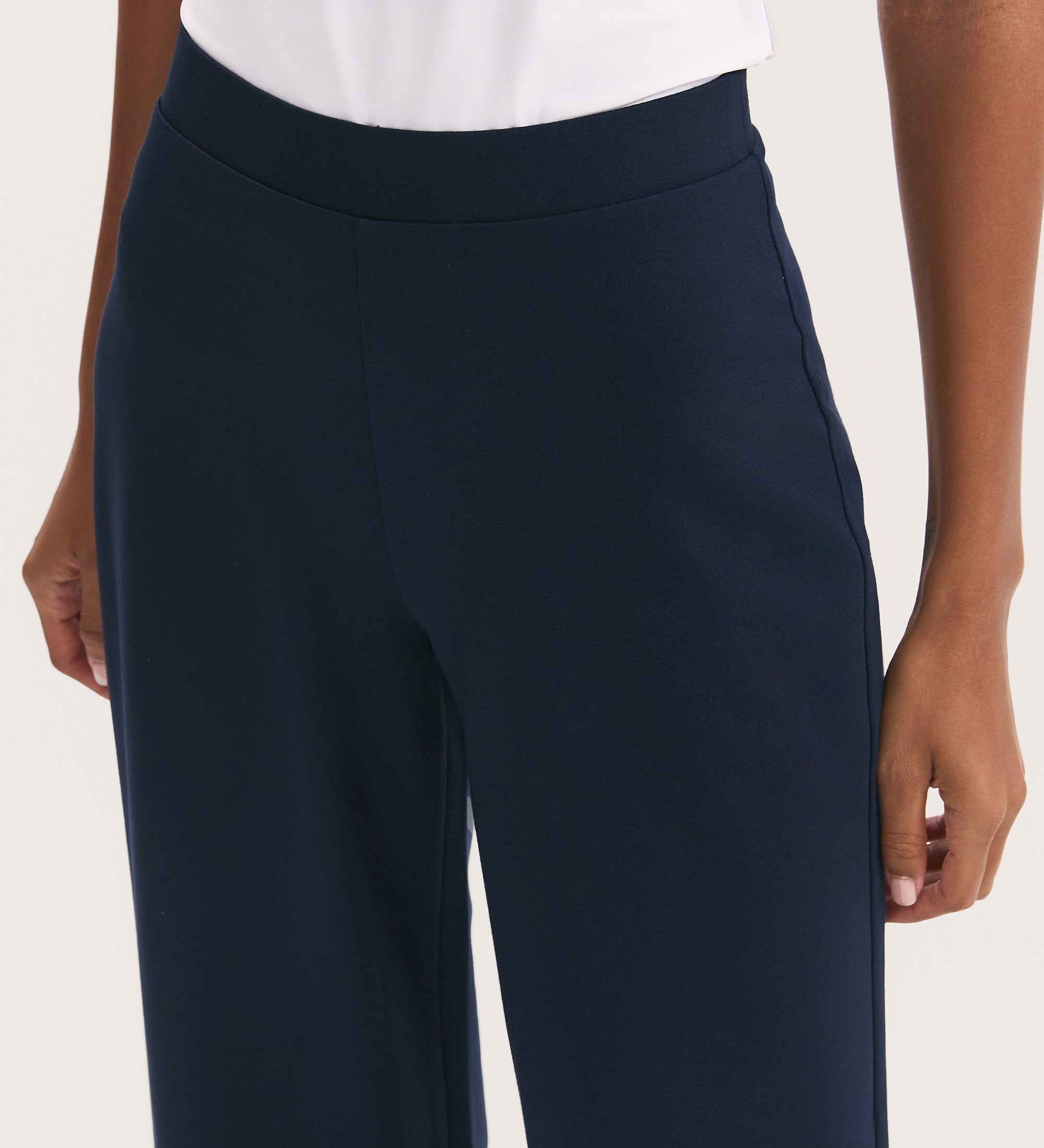 Women's Trousers - Navy Ponte Jersey Wide Leg - Reyna - product view 2