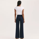 Women's Trousers - Navy Ponte Jersey Wide Leg - Reyna - product view 4