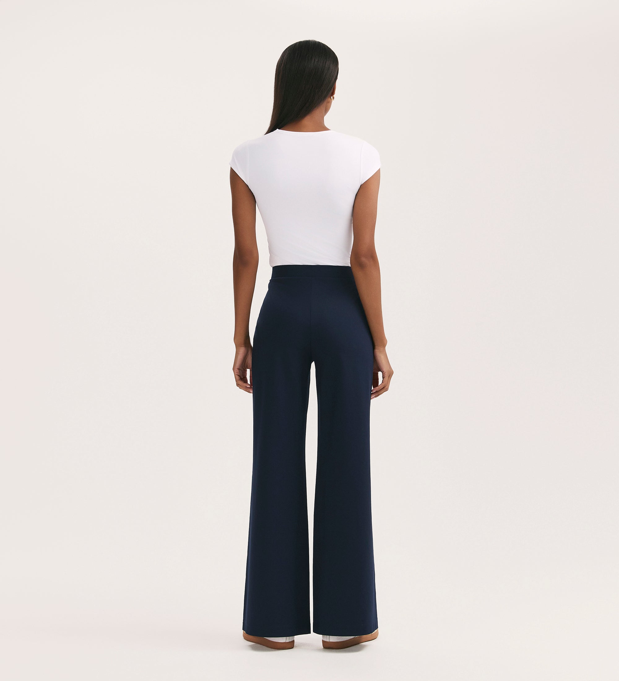 Women's Trousers - Navy Ponte Jersey Wide Leg - Reyna - product view 4