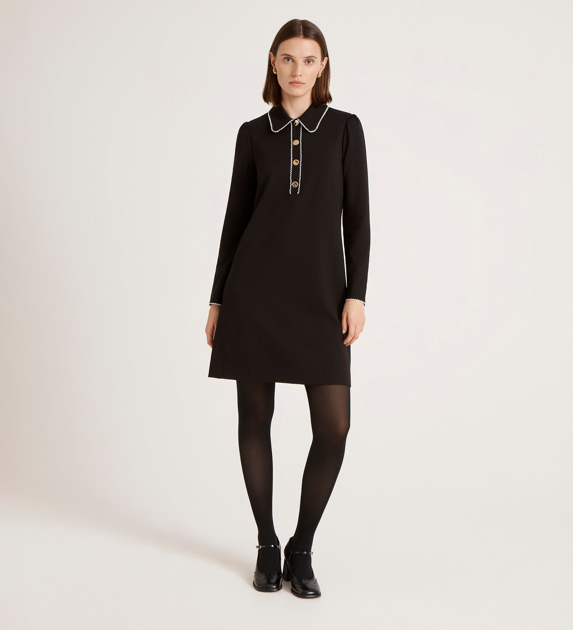 Women's Mini Dress - Black Ponte Jersey - Ronnie - product view 1