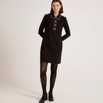 Women's Mini Dress - Black Ponte Jersey - Ronnie - product view 4