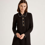 Women's Mini Dress - Black Ponte Jersey - Ronnie - product view 2