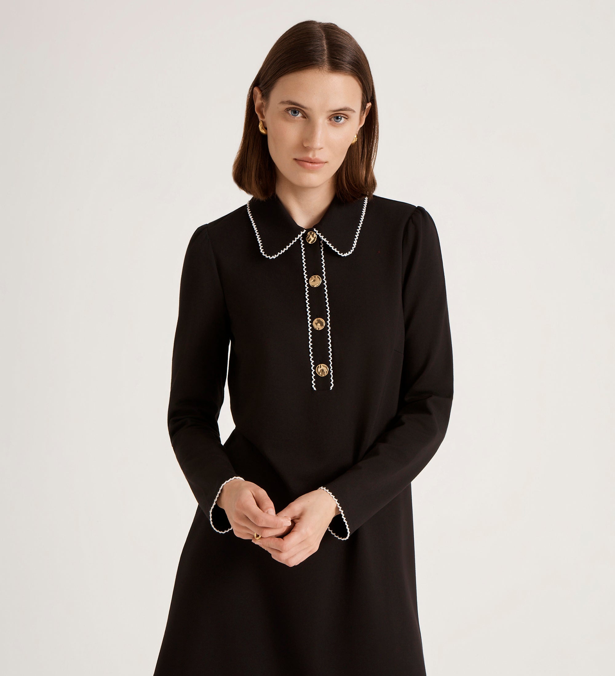 Women's Mini Dress - Black Ponte Jersey - Ronnie - product view 2