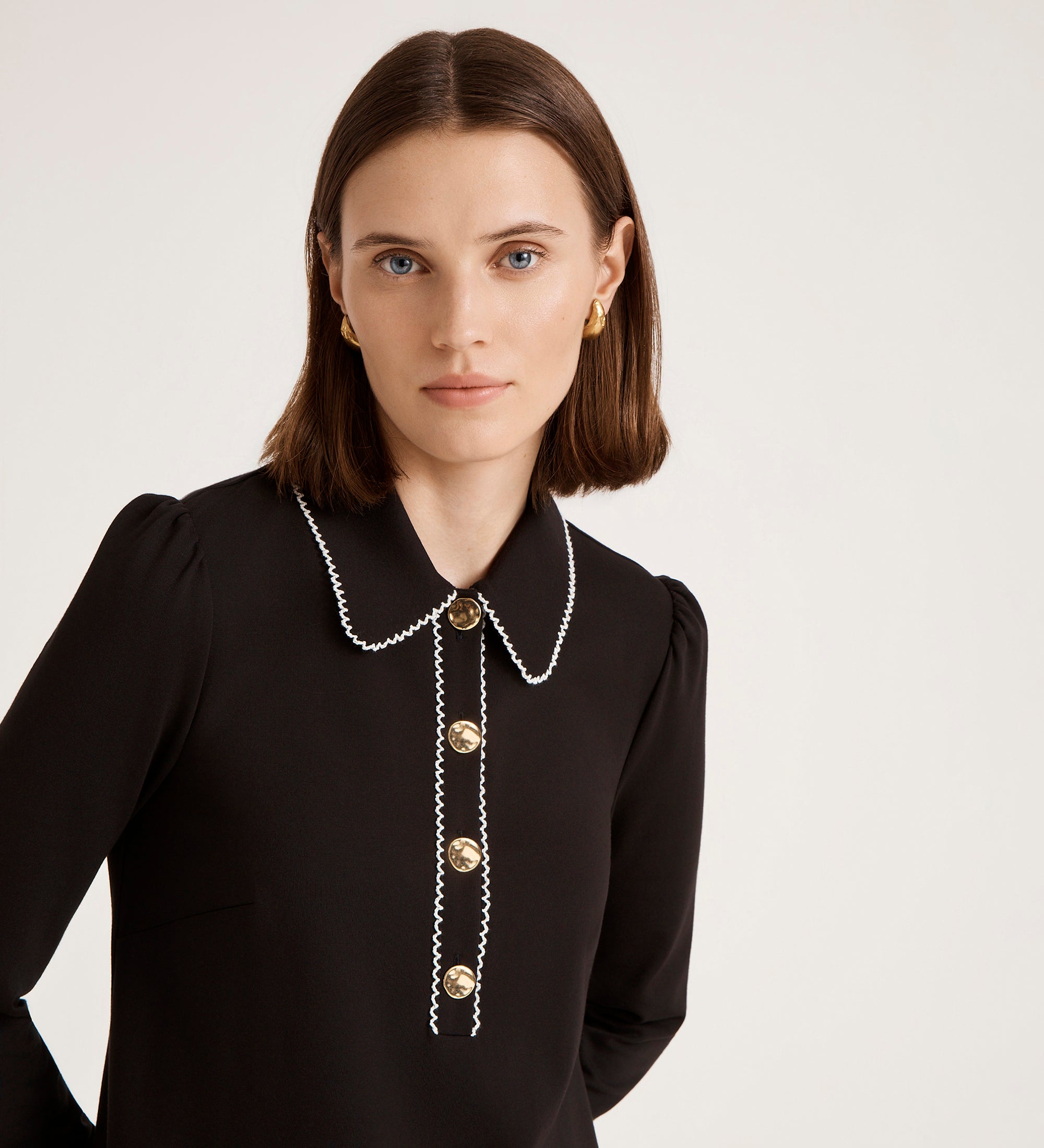 Women's Mini Dress - Black Ponte Jersey - Ronnie - product view 3