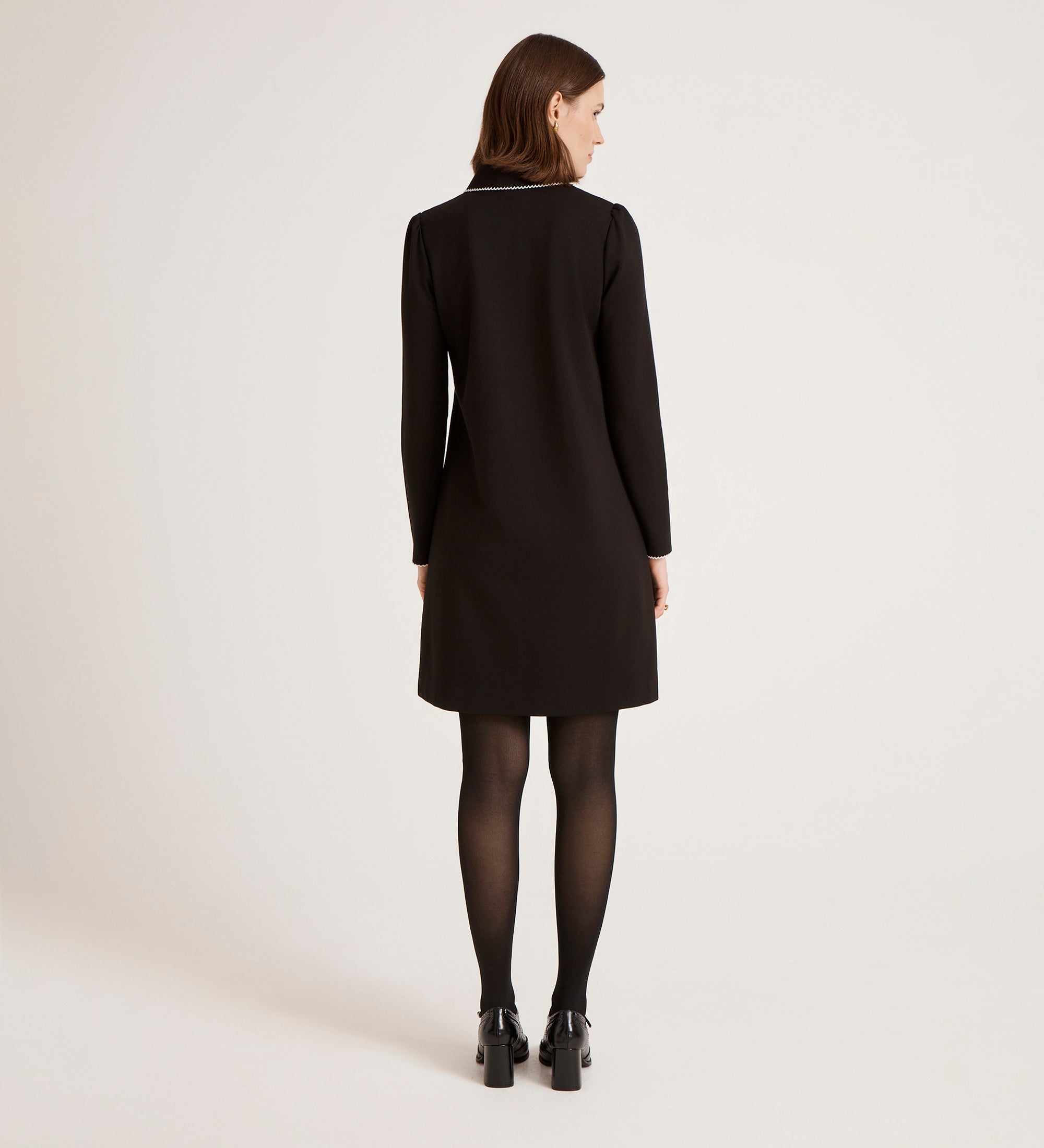 Women's Mini Dress - Black Ponte Jersey - Ronnie - product view 5