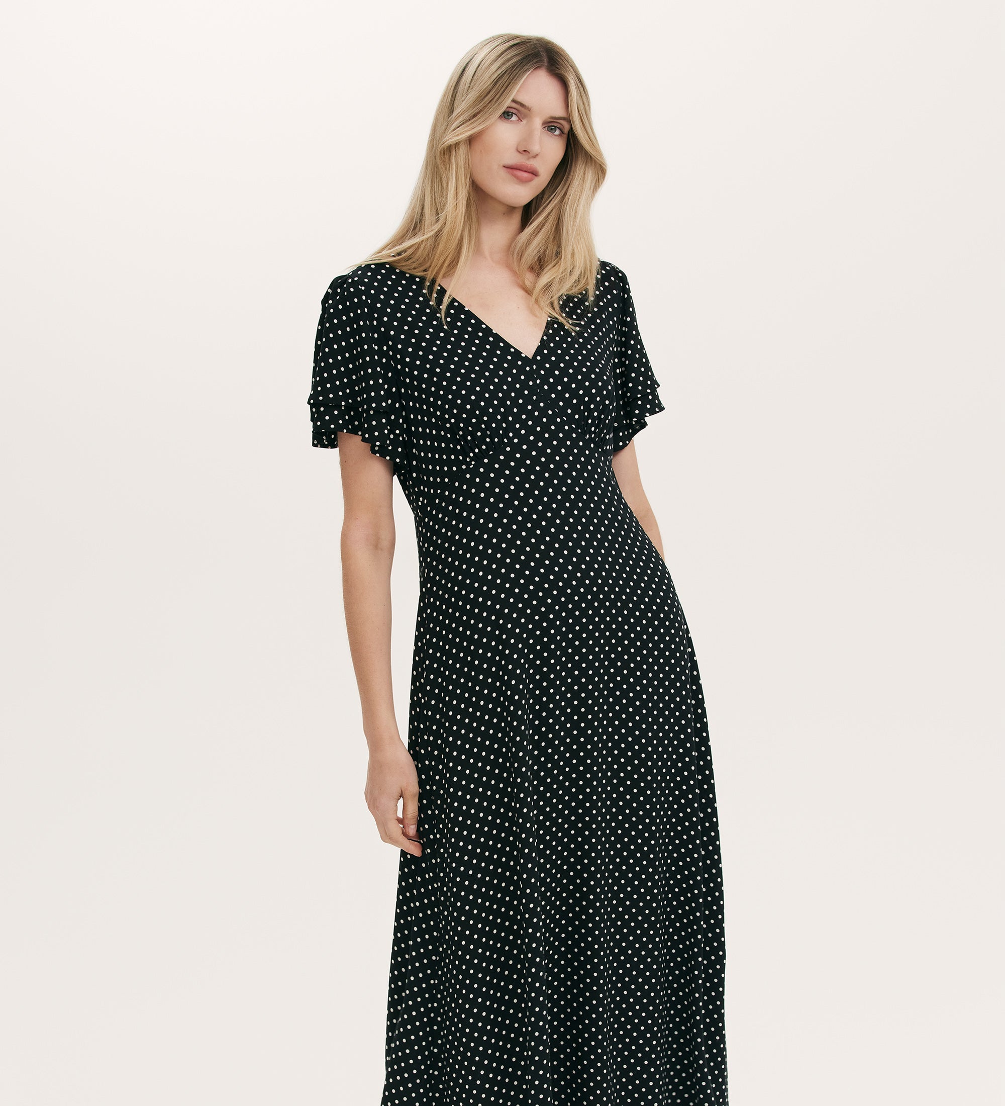 Women's Midi Dress - Black Polka Dot Tea - Saskia - product view 2