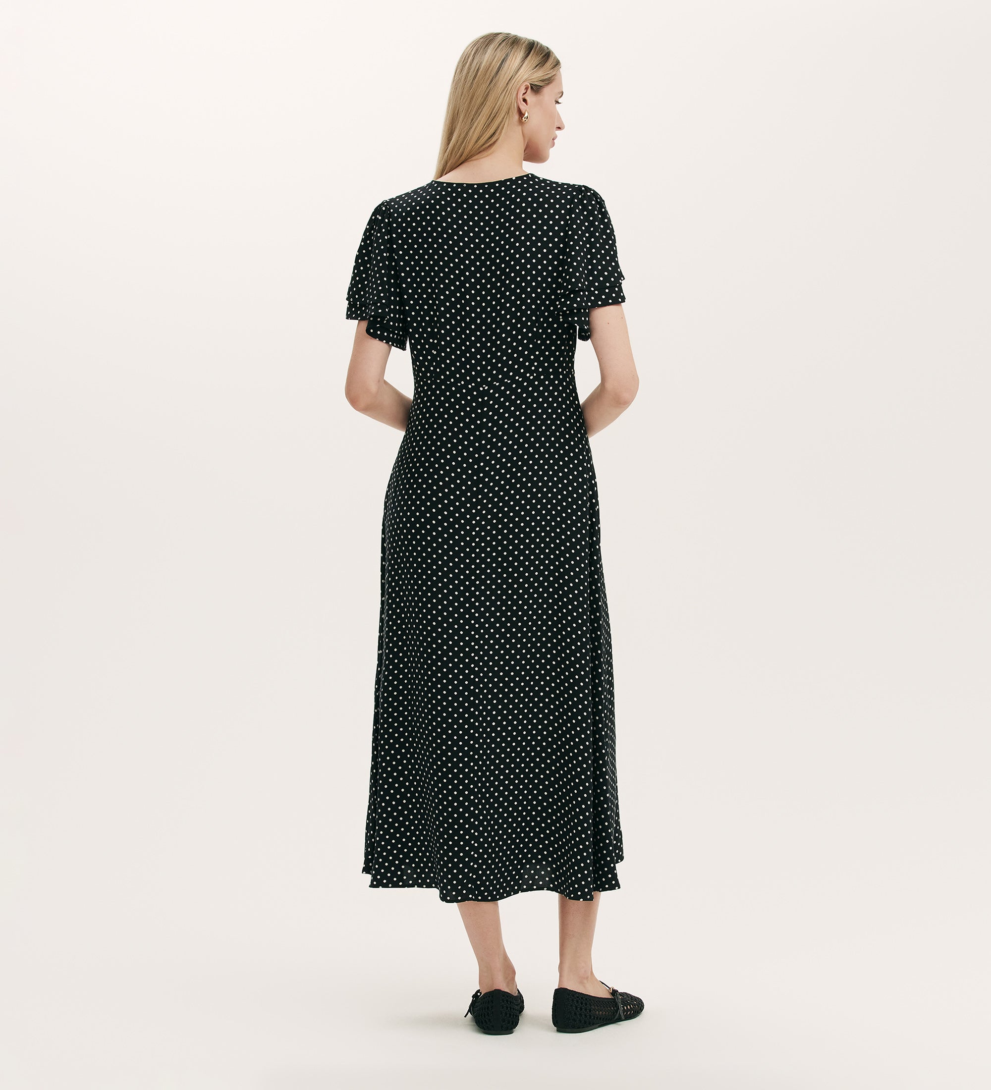 Women's Midi Dress - Black Polka Dot Tea - Saskia - product view 3