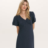Women's Midi Dress - Navy Polka Dot Tea - Saskia - product view 4
