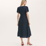 Women's Midi Dress - Navy Polka Dot Tea - Saskia - product view 5