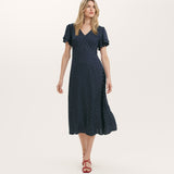 Women's Midi Dress - Navy Polka Dot Tea - Saskia - product view 1