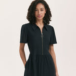Women's Midi Dress - Black Linen Blend Shirt - Tania - product view 2