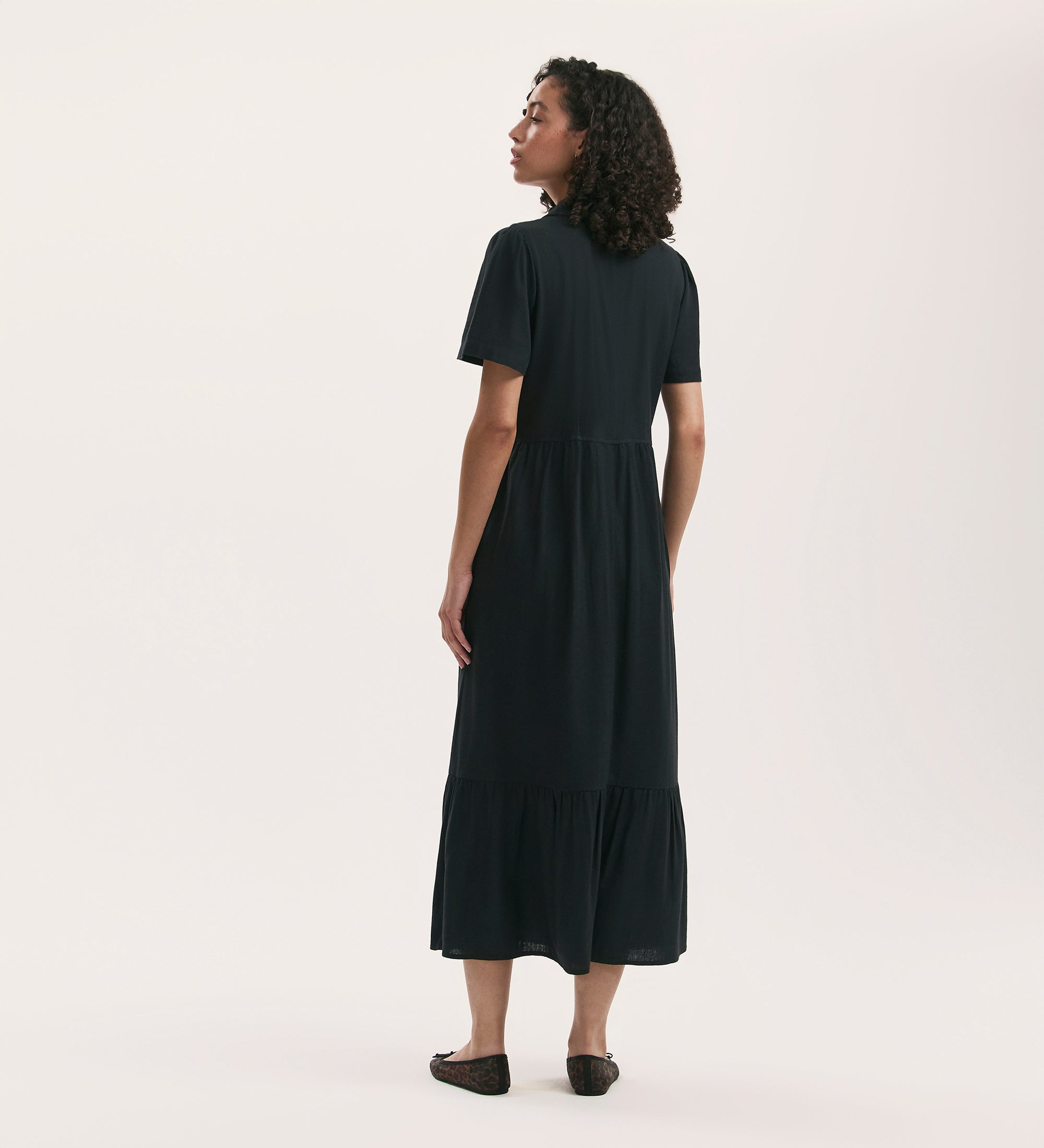 Women's Midi Dress - Black Linen Blend Shirt - Tania - product view 4