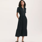 Women's Midi Dress - Black Linen Blend Shirt - Tania - product view 1