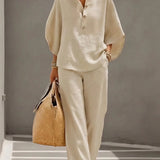 Women's Two-Piece Set - Wide Leg and Collar 2 Piece Set - Vienna - product view 2