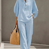 Women's Two-Piece Set - Wide Leg and Collar 2 Piece Set - Vienna - product view 6