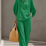 Women's Two-Piece Set - Wide Leg and Collar 2 Piece Set - Vienna - product view 5