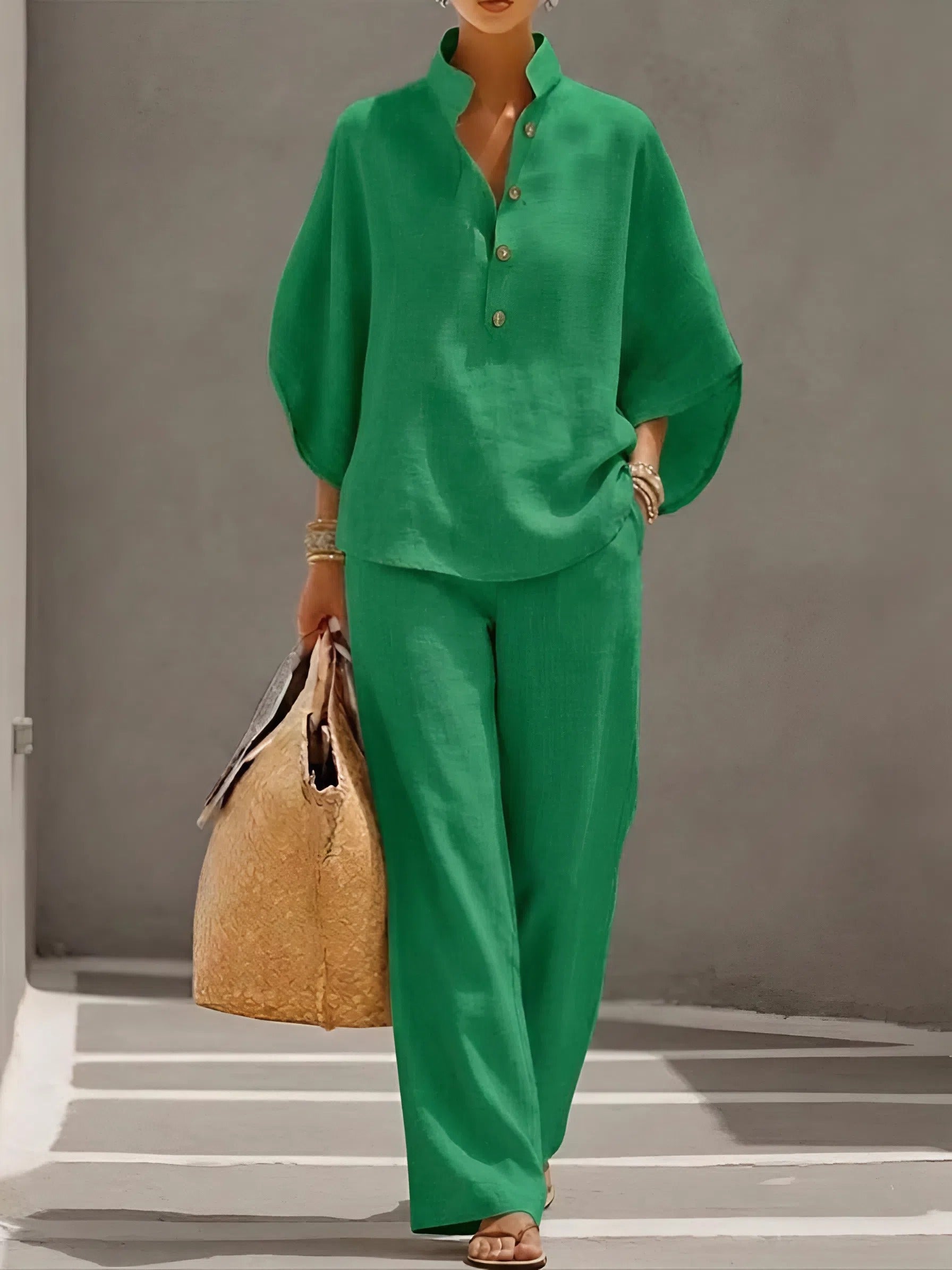 Women's Two-Piece Set - Wide Leg and Collar 2 Piece Set - Vienna - product view 5