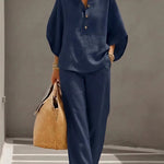 Women's Two-Piece Set - Wide Leg and Collar 2 Piece Set - Vienna - product view 3