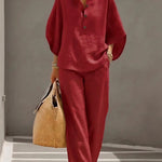 Women's Two-Piece Set - Wide Leg and Collar 2 Piece Set - Vienna - product view 4