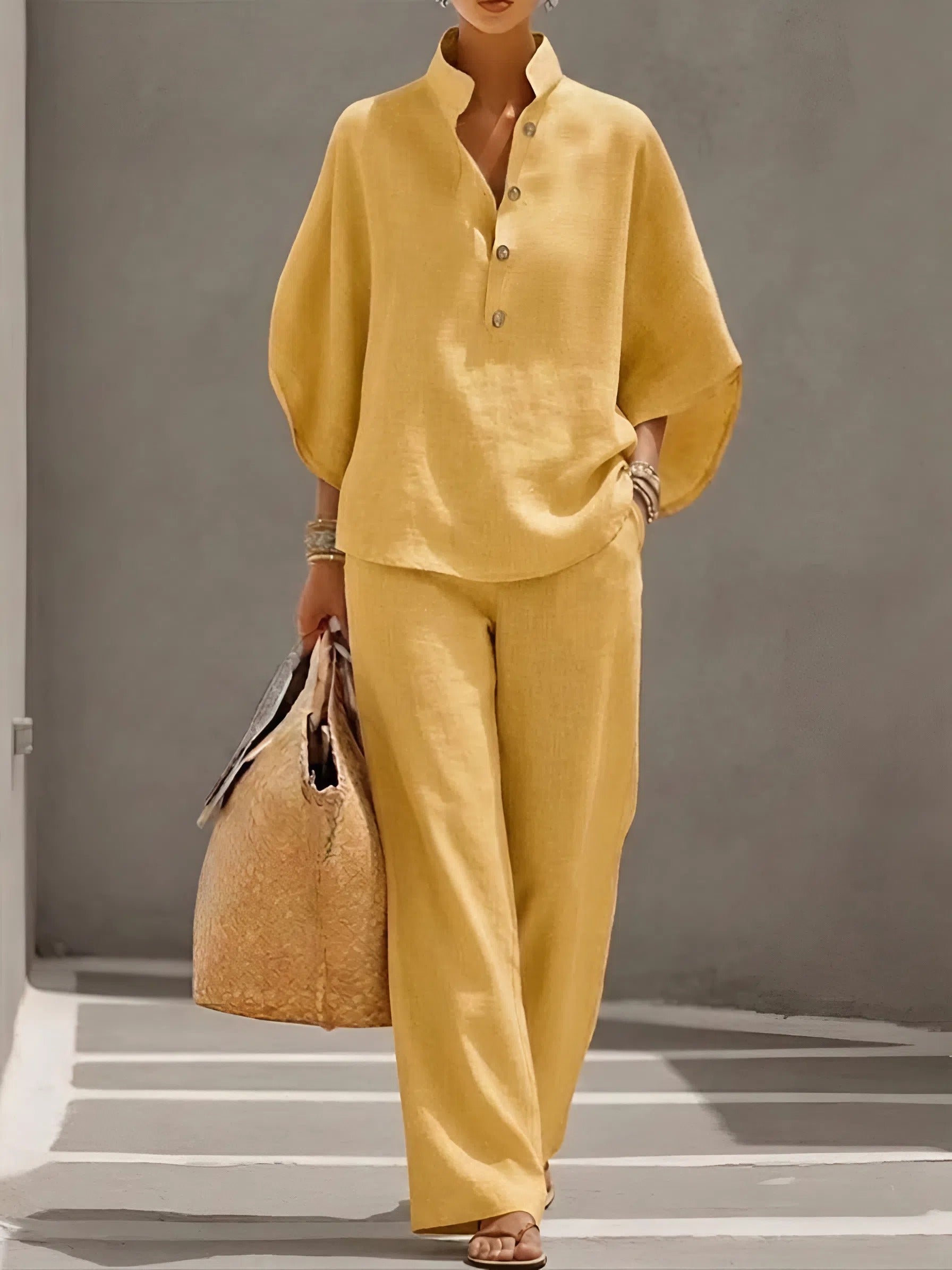 Women's Two-Piece Set - Wide Leg and Collar 2 Piece Set - Vienna - product view 7