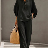 Women's Two-Piece Set - Wide Leg and Collar 2 Piece Set - Vienna - product view 8