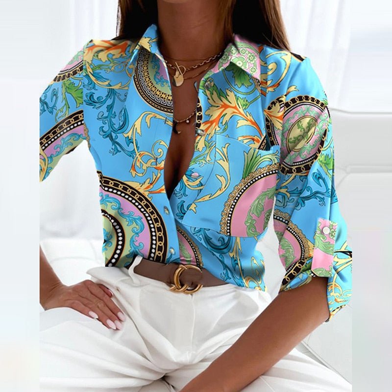 Women's Blouse - Collared Printed - Novalie - product view 7